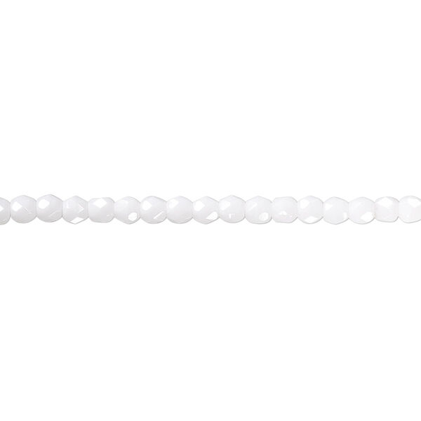 Bead, Czech fire-polished glass, opaque white, 3mm faceted round. Sold per pkg of 1,200 (1 mass). image number 0