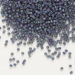 Seed bead, Delica®, glass, pkg/50g, #11 round, opaque gold luster blue-grey (DB-0132).