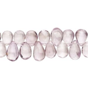 Lavender amethyst 1pkg1, hand-cut top-drilled faceted puffed teardrop bead natural 7 inch 8x6mm-10x7mm
