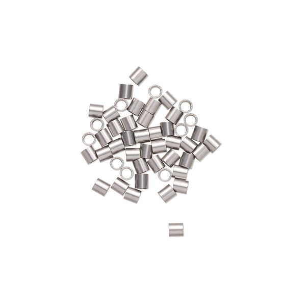 Crimp, stainless steel, pkg/50, 2x2mm round tube, 1.5mm inside diameter. image number 0