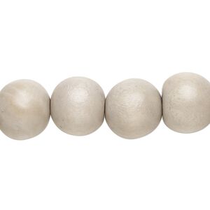 Bead, Taiwanese cheesewood (dyed / waxed), light grey, 11-12mm round. Sold per pkg of (2) 15-1/2" to 16" strands.