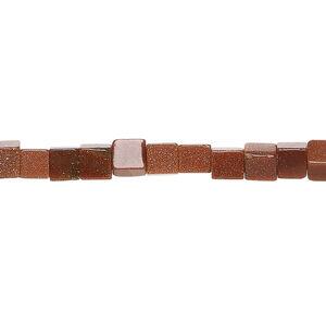 Brown goldstone (glass) 1pkg1, cube bead, 15 inch 4-5mm