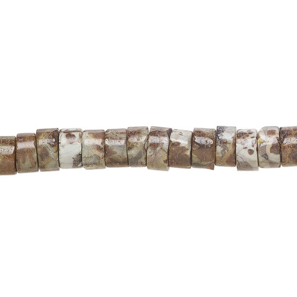 Snowflake jasper 1pkg1, heishi bead natural, 15 inch 6x3mm-6x4mm brown image number 0