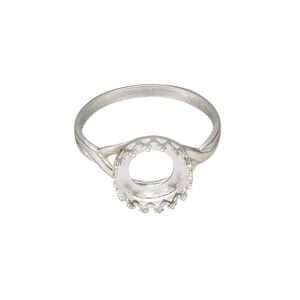 Ring, sterling silver, 11.5mm round with 10mm round cabochon bezel setting, size 9. Sold individually.