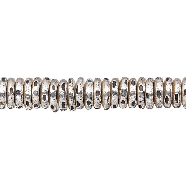 Bead, Hill Tribes, antiqued sterling silver, 7x2mm rondelle. Sold per pkg of 30-grams, approximately 40 beads. image number 0