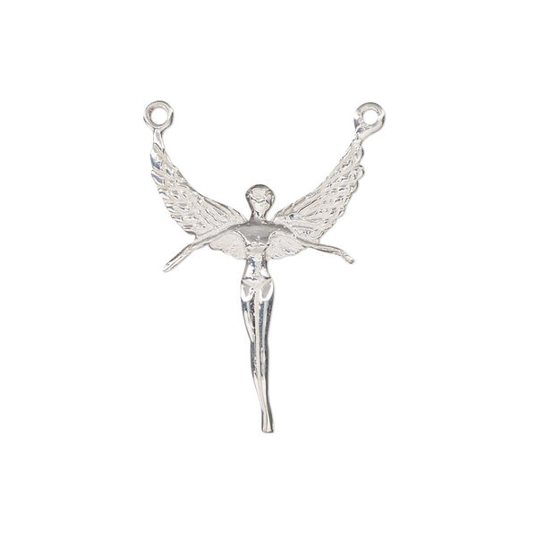 Connector, sterling silver, 25x17mm single-sided goddess. Sold individually. image number 0