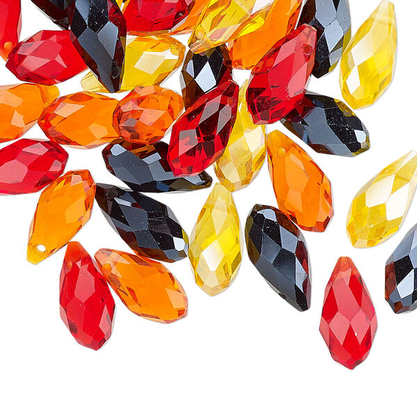Briolette mix 40pk fire, Celestial Crystal® 12x6mm drop image number 0