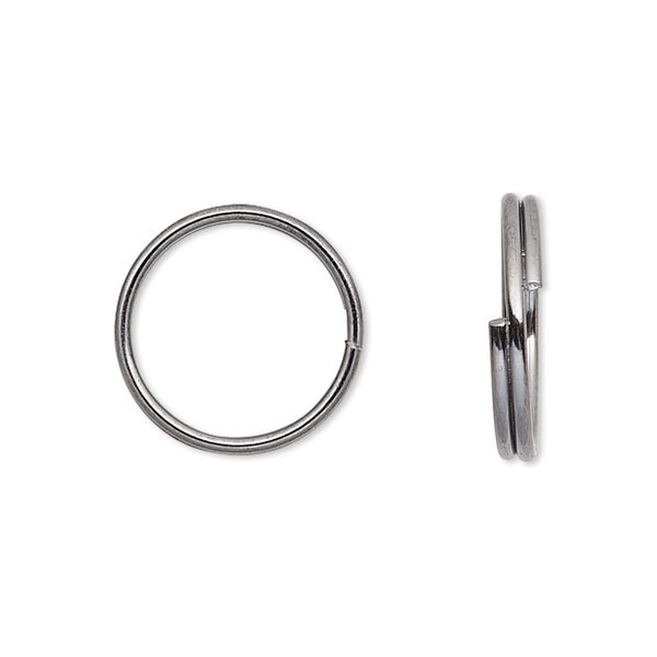 Split ring, gunmetal-finished steel, 10mm round with 8.5mm inside diameter. Sold per pkg of 100. image number 0