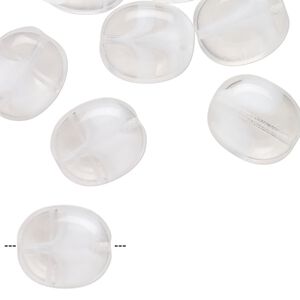 Bead, Czech pressed glass, translucent and transparent clear, 14x12mm flat pillow with swirl pattern. Sold per 1-ounce pkg, approximately 18 beads.