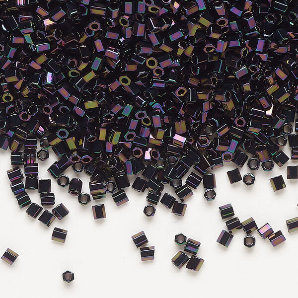 Seed bead, Miyuki, glass, pkg/50g, #11 2-cut hex, opaque gunmetal purple, (HEX-616). image number 0