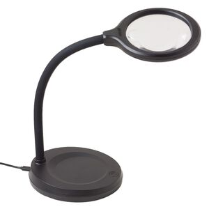 Lamp, Carson®, DeskBrite™ 300, glass, acrylic and aluminum, black and clear, 13x9mm with 4-1/2 inch 2x magnifying lens and 5x inset lens. Sold individually.