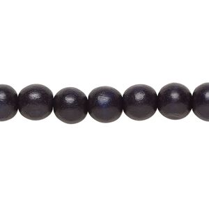 Bead, Taiwanese cheesewood (dyed / waxed), black, 7-8mm round. Sold per pkg of (2) 15-1/2" to 16" strands.