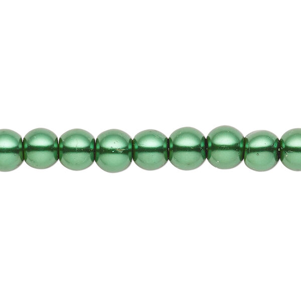 Bead, crystal pearl, forest green, 5-6mm round. Sold per pkg of (2) 15-1/2" to 16" strands, approximately 130 beads. image number 0