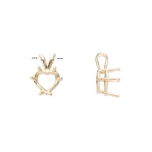 Pendant, Sure-Set™, 14Kt gold, 8mm with pre-notched 6-prong heart basket setting. Sold individually.