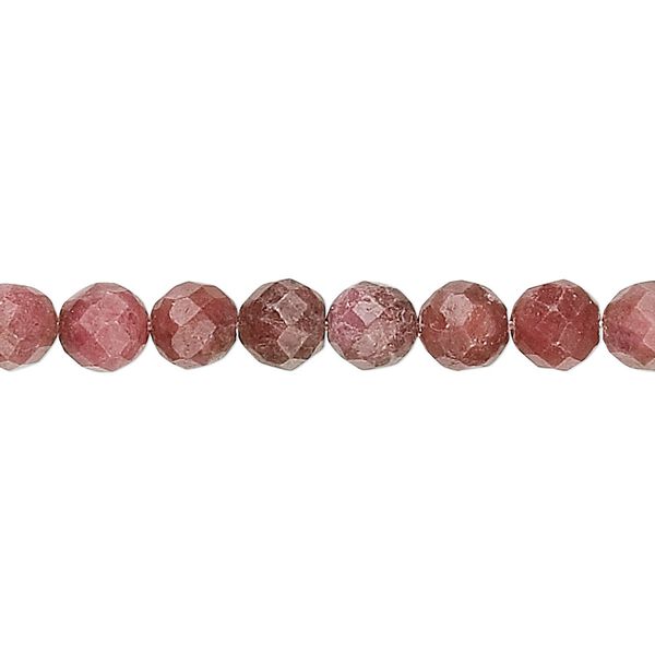 Rhodonite 1pkg1, faceted round bead natural 15.5-16 inch 6mm image number 0