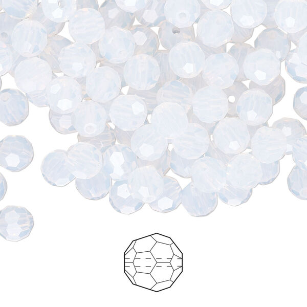 Bead 144pk white opal, Preciosa Czech crystal 5mm round image number 0