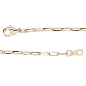 Chain 1pkg1 paperclip, 2.4mm / lobster claw clasp, gold-finished brass 18 inch