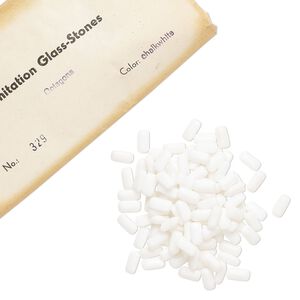 Embellishment, vintage glass, chalkwhite, 10x5mm faceted octagon fancy stone. Sold per pkg of 288 (2 gross).