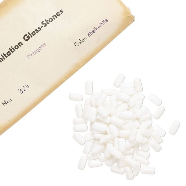 Embellishment, vintage glass, chalkwhite, 10x5mm faceted octagon fancy stone. Sold per pkg of 288 (2 gross). image number 0