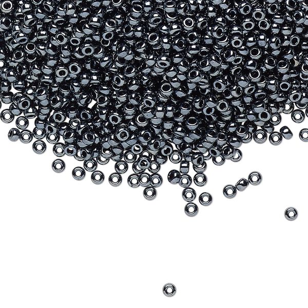 Seed bead, Miyuki, glass, pkg/25g, #11 rocaille, opaque metallic gunmetal, (RR-451). image number 0