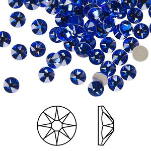 Flat back 144pk majestic blue foil back, Crystal Passions® 3-3.2mm rose round SS12 2088