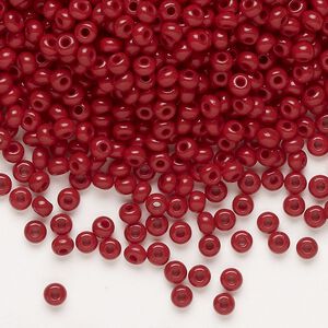 Seed bead, Preciosa Ornela Czech glass, pkg/500g, #8 rocaille, opaque red coral, (93310).