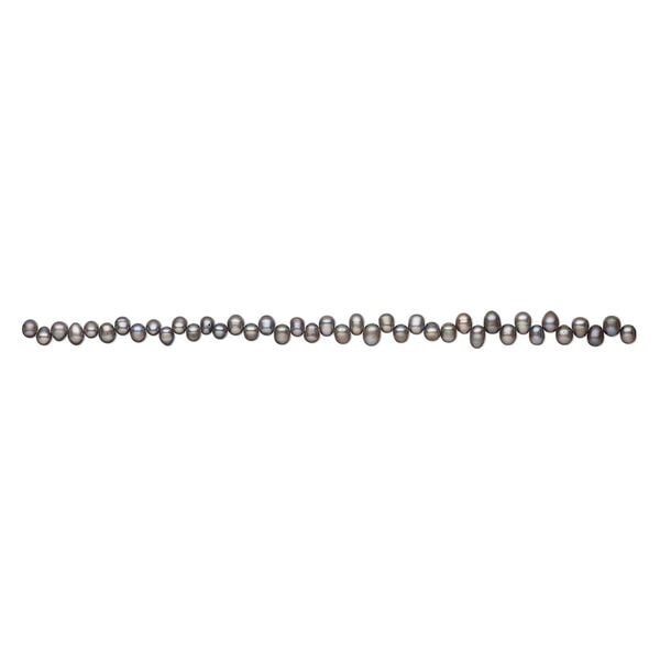 Freshwater pearl 1pkg1, top-drilled rice, 15 inch silver peacock 6x5mm-9x6mm cultured image number 1