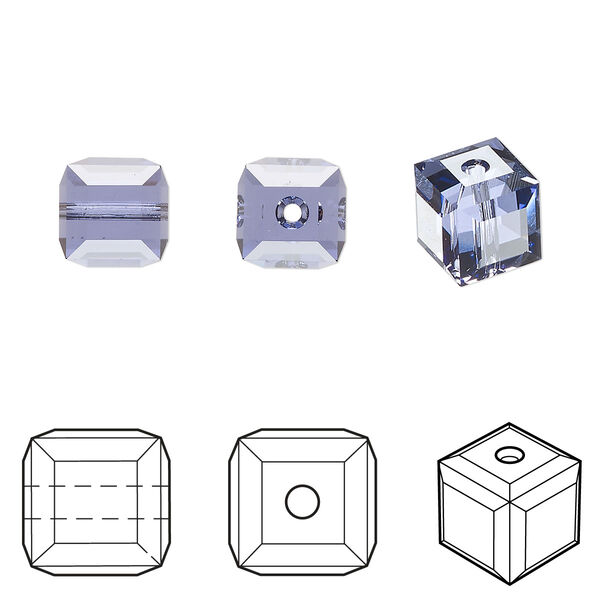 Bead 96pk tanzanite, Swarovski® 8mm cube 5601 image number 0