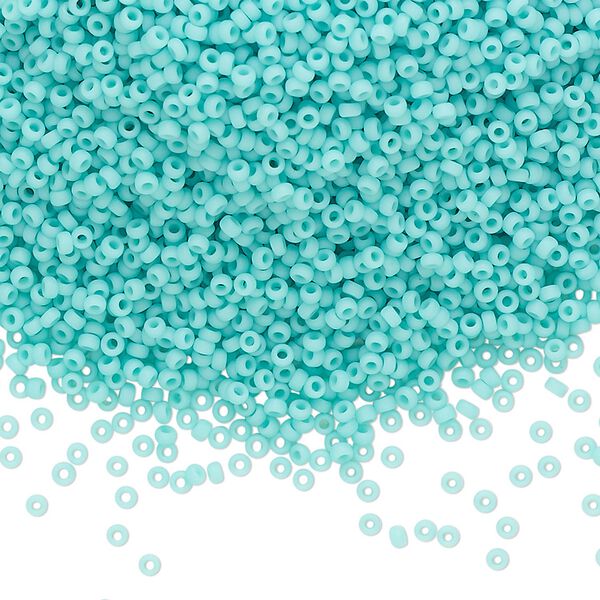 Seed bead, Miyuki, glass, pkg/35g, #15 rocaille, opaque matte sea opal, (RR-412L/F). image number 0