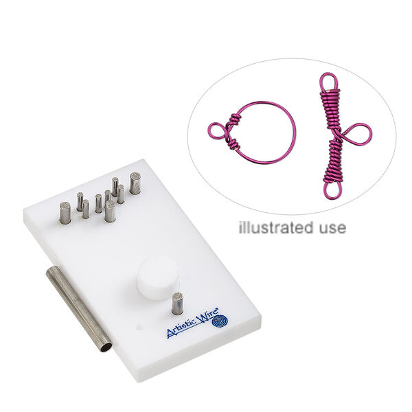 Jig, Artistic Wire® Findings Forms™, Beadalon®, toggle clasp, acrylic / steel / stainless steel, white and blue, 2 x 1-1/4 inch rectangle. Sold per 2-piece set. image number 0
