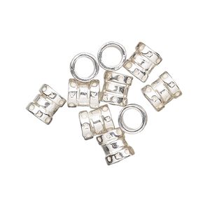 Crimp, JBB Findings, sterling silver, 7x6mm tube, 4mm inside diameter. Sold per pkg of 10.