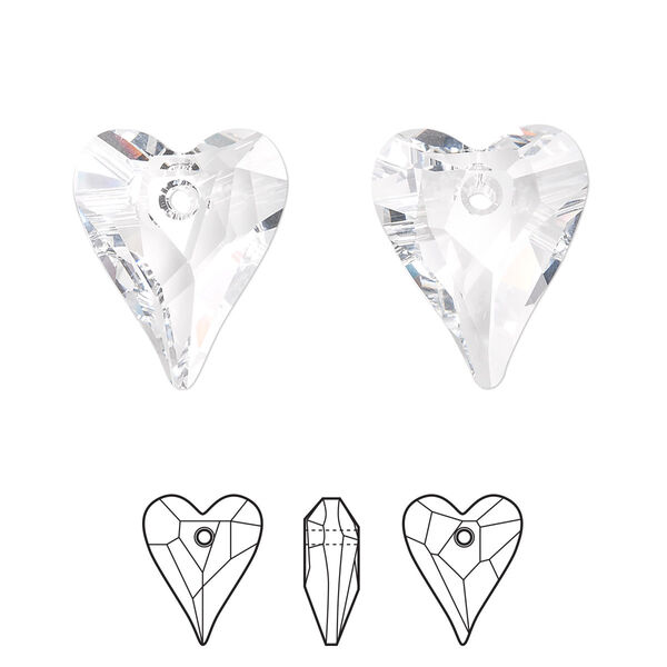 Drop 1pk crystal, Crystal Passions® 17x14mm pendant wild heart 6240 image number 0