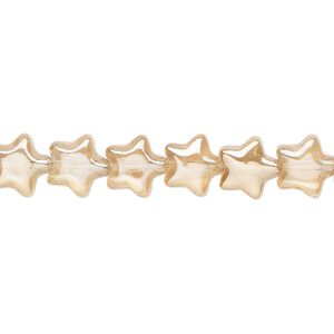 Bead, pressed glass, translucent champagne luster, 8mm star. Sold per 15-1/2" to 16" strand.