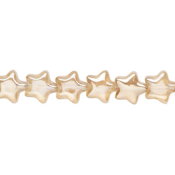 Bead, pressed glass, translucent champagne luster, 8mm star. Sold per 15-1/2" to 16" strand. image number 0