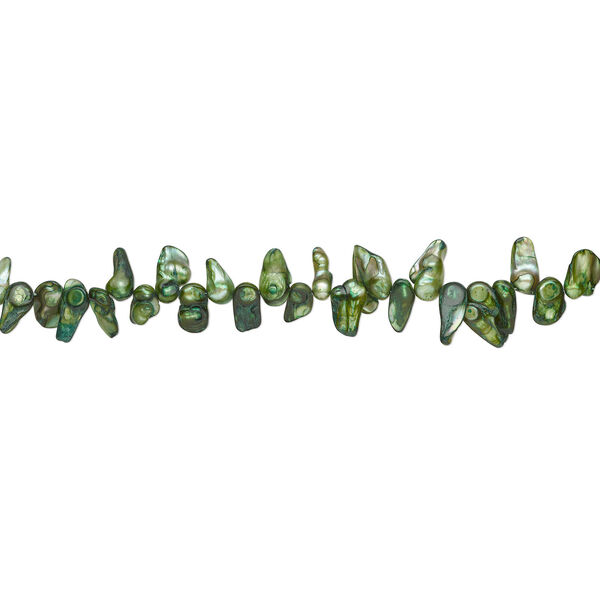 Freshwater pearl 1pkg1, baroque, 15 inch forest green 15x6mm-23x10mm cultured image number 1