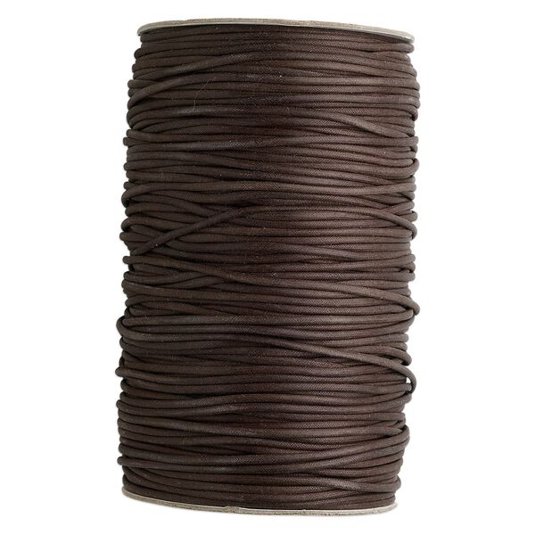 Cord, waxed cotton, brown, 3mm round. Sold per 300-yard spool. image number 0