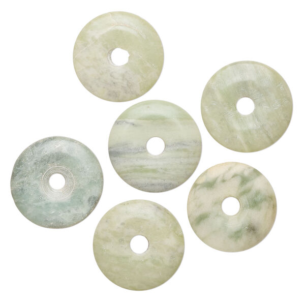 Multi-gemstone 1pkg6, donut focal and component natural, shiny / matte 27-31mm image number 0