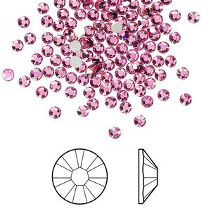 Flat back 1440pk rose foil back, Swarovski® 2.5-2.7mm rose round SS9 2058