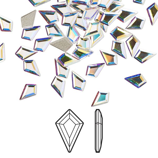 Flat back 288pk crystal AB foil back, Swarovski® 6.4x4.2mm kite 2771 image number 0