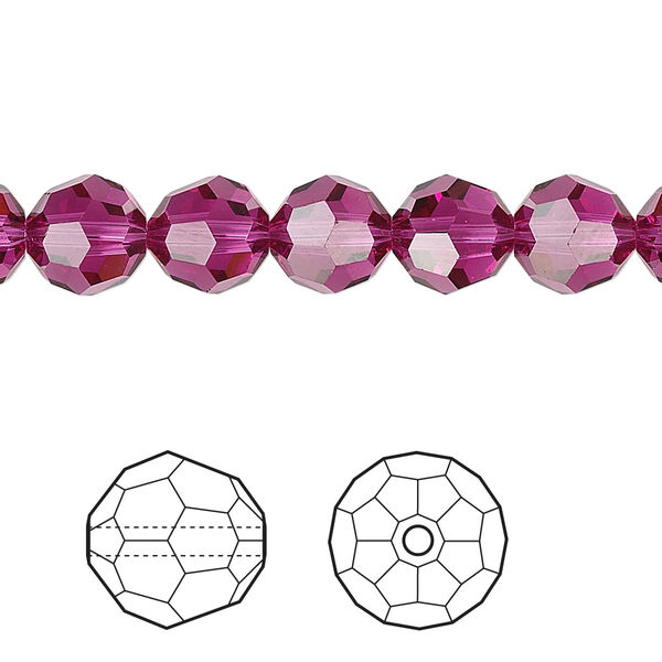 Bead 12pk fuchsia, Crystal Passions® 8mm round 5000 image number 0