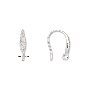Ear wire fishhook 1pkg2 sterling silver / topaz (natural), 15mm / open loop, 18 gauge 1 pair