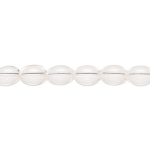 Bead, glass, clear, 8x6mm oval. Sold per pkg of (2) 15-inch strands.
