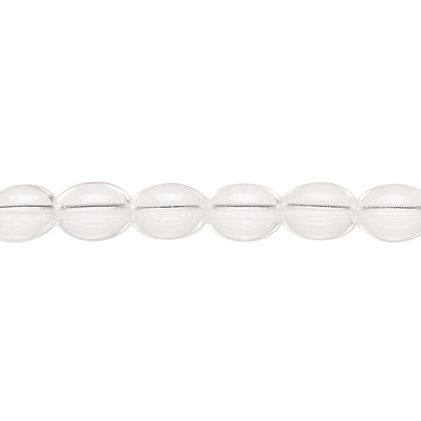 Bead, glass, clear, 8x6mm oval. Sold per pkg of (2) 15-inch strands. image number 0