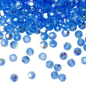Bead 720pk sapphire AB, Preciosa Czech crystal 4mm round