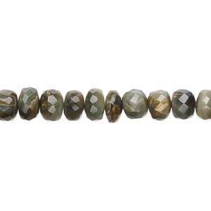 Cat's eye quartz 1pkg1, hand-cut faceted rondelle bead natural 9 inch 6x3mm-7x6mm