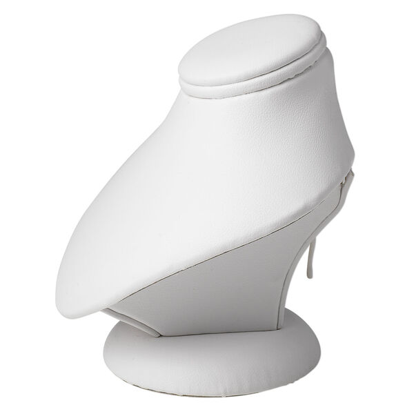 Leatherette mini-pedestal display, white. 3-1/2in wide x 3-1/4in deep x 3-3/4in high. Sold individually. image number 1