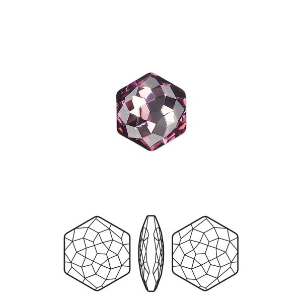 Fancy stone 2pk iris foil back, Crystal Passions® 11.2x10mm thin hexagon 4693 image number 0