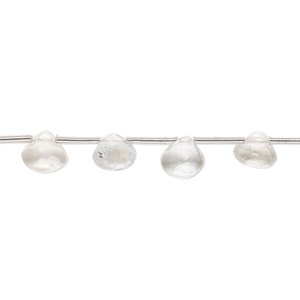 White topaz 1pkg22, hand-cut top-drilled faceted puffed teardrop bead 5x5mm-7x6mm image number 0