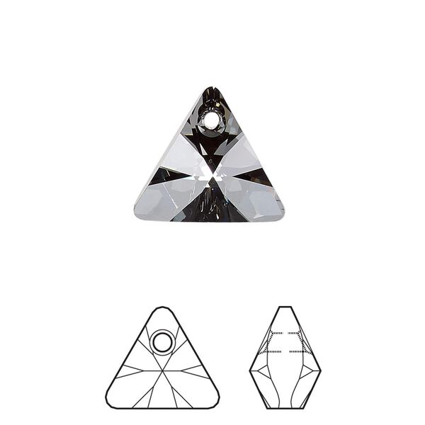 Drop 1pk crystal silver night, Crystal Passions® 16mm pendant mini triangle 6628 image number 0