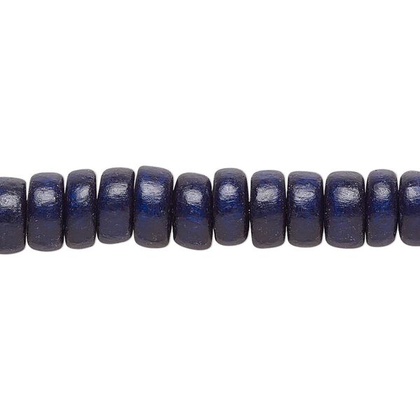 Bead 1pkg1, Taiwanese cheesewood (dyed / waxed), navy blue, 8x4mm rondelle, 15-1/2 to 16 inches. image number 0